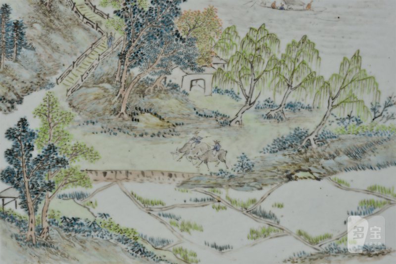 清光绪 汪友棠山水瓷板 - 图3
